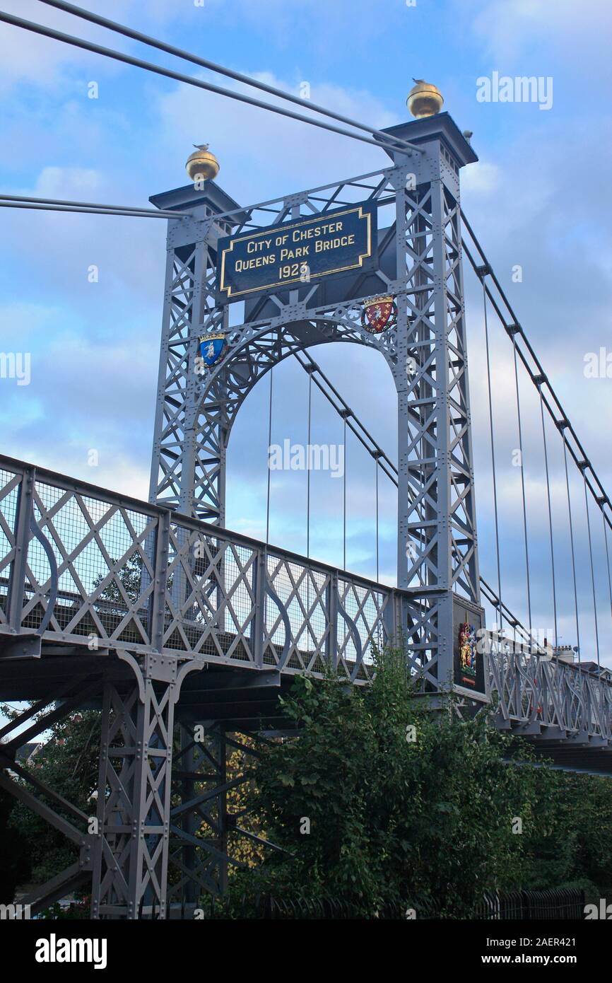 Suspension Bridge Over the River Dee Chester England UK United Kingdom ...