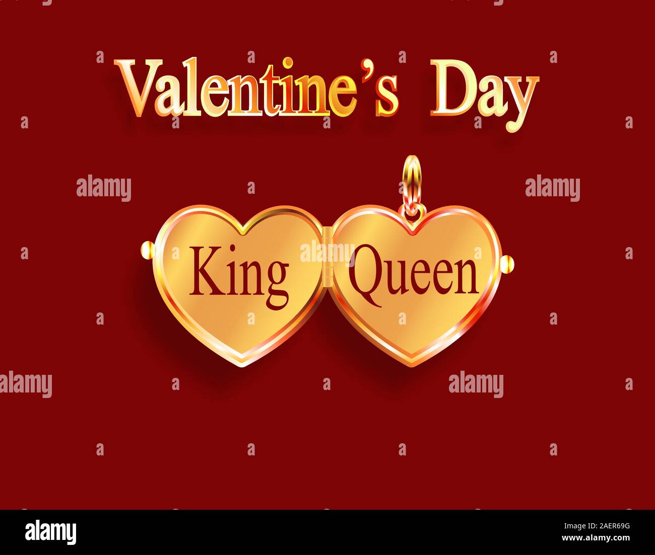 Valentine S Day King And Queen Gold Medallion Heart Shaped