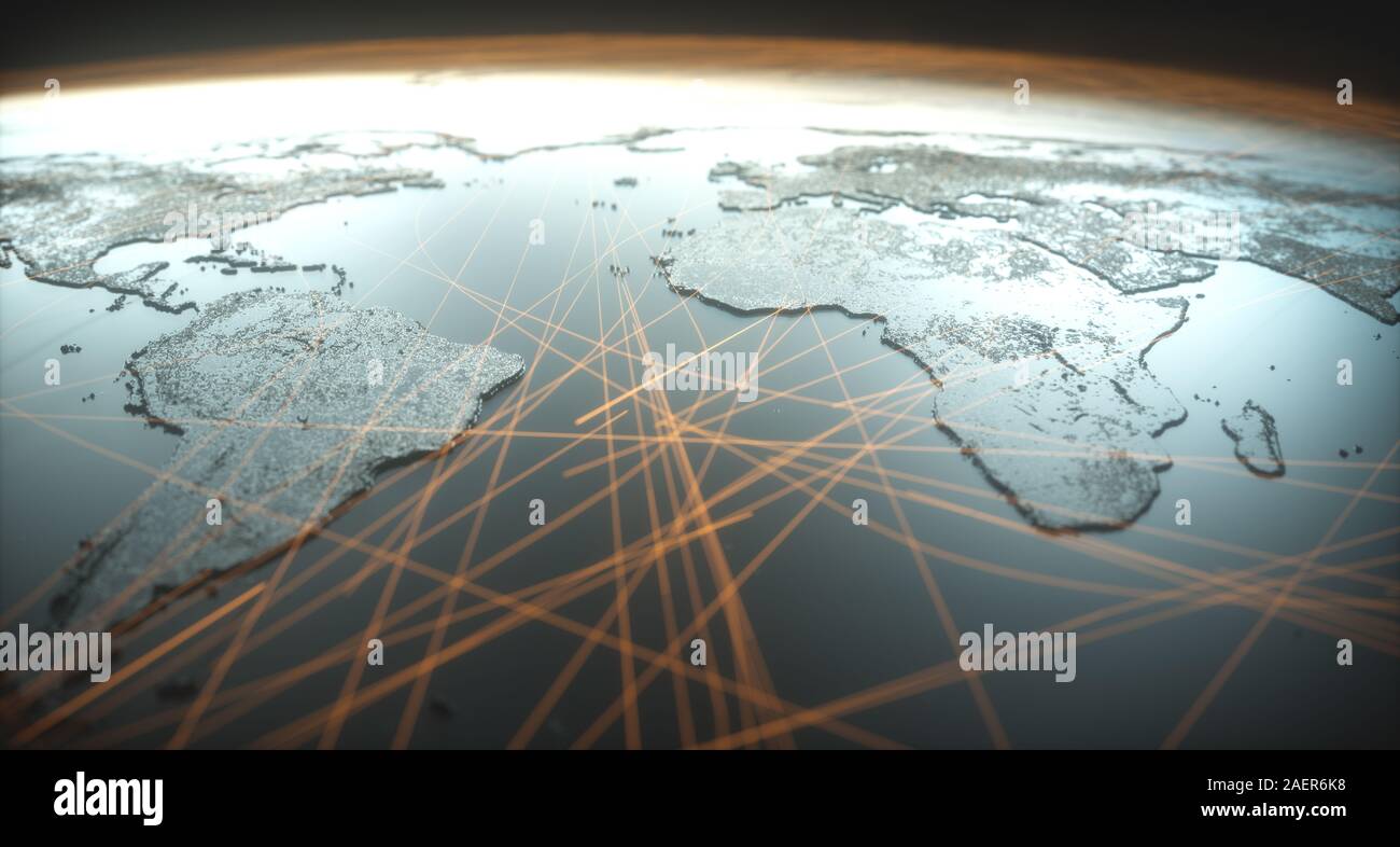Future Cloud Cover Map Globalized World, The Future Of Digital Technology. Connections And Cloud  Computing In The Virtual World. World Map With Satellite Data Connections.  C Stock Photo - Alamy