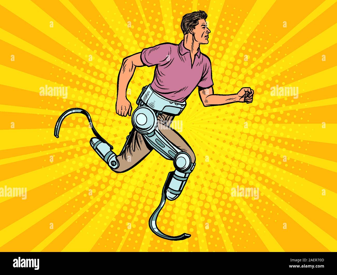 disabled man running with legs prostheses Stock Vector