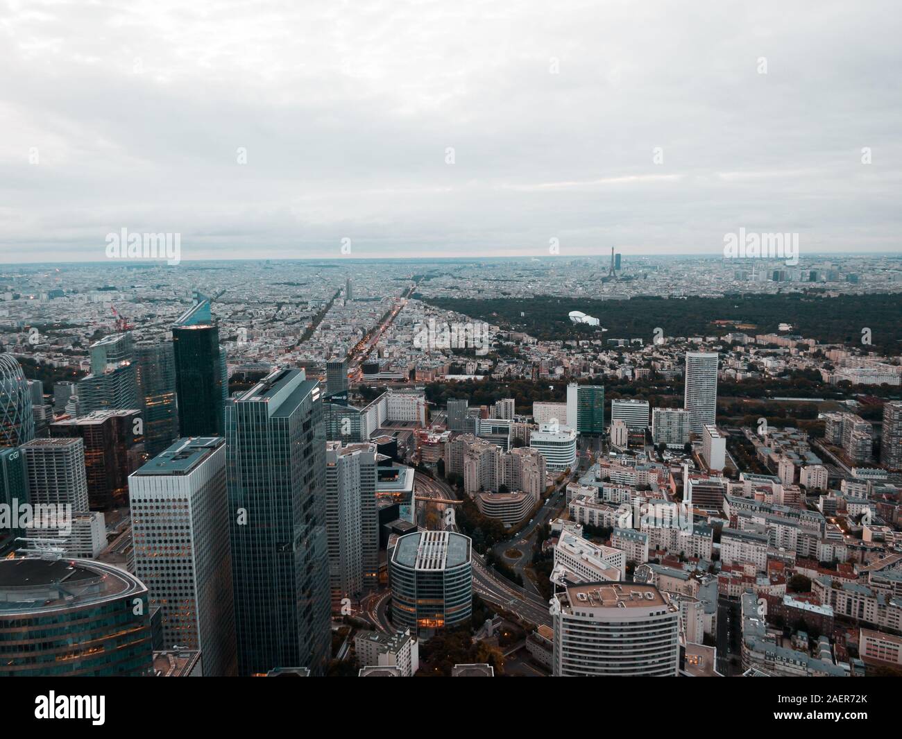 Aerial view of the La Defense Business District in Paris, France Stock Photo