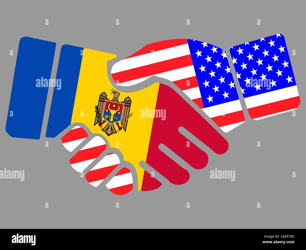 Moldova and USA flags Handshake vector illustration Eps 10 Stock Vector