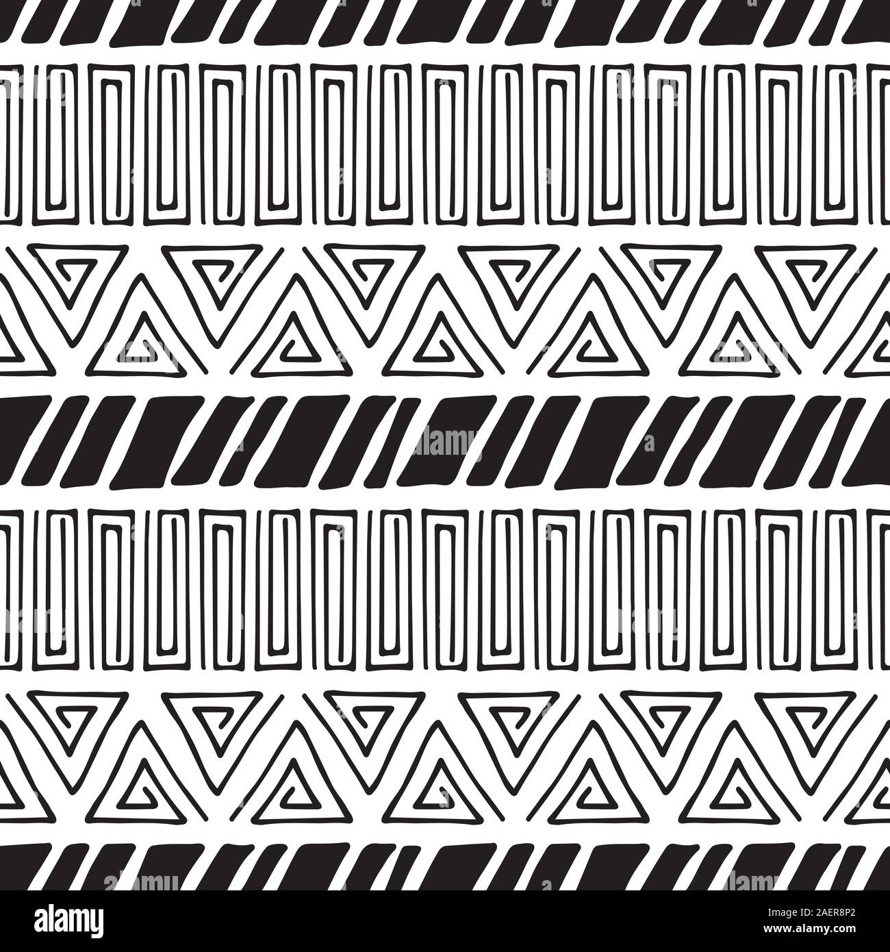 Seamless hand drawn pattern, vector illustration. Abstract geometric ...
