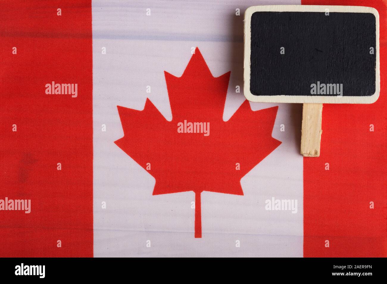 Canada Flag and blank blackboard. Copy space Stock Photo