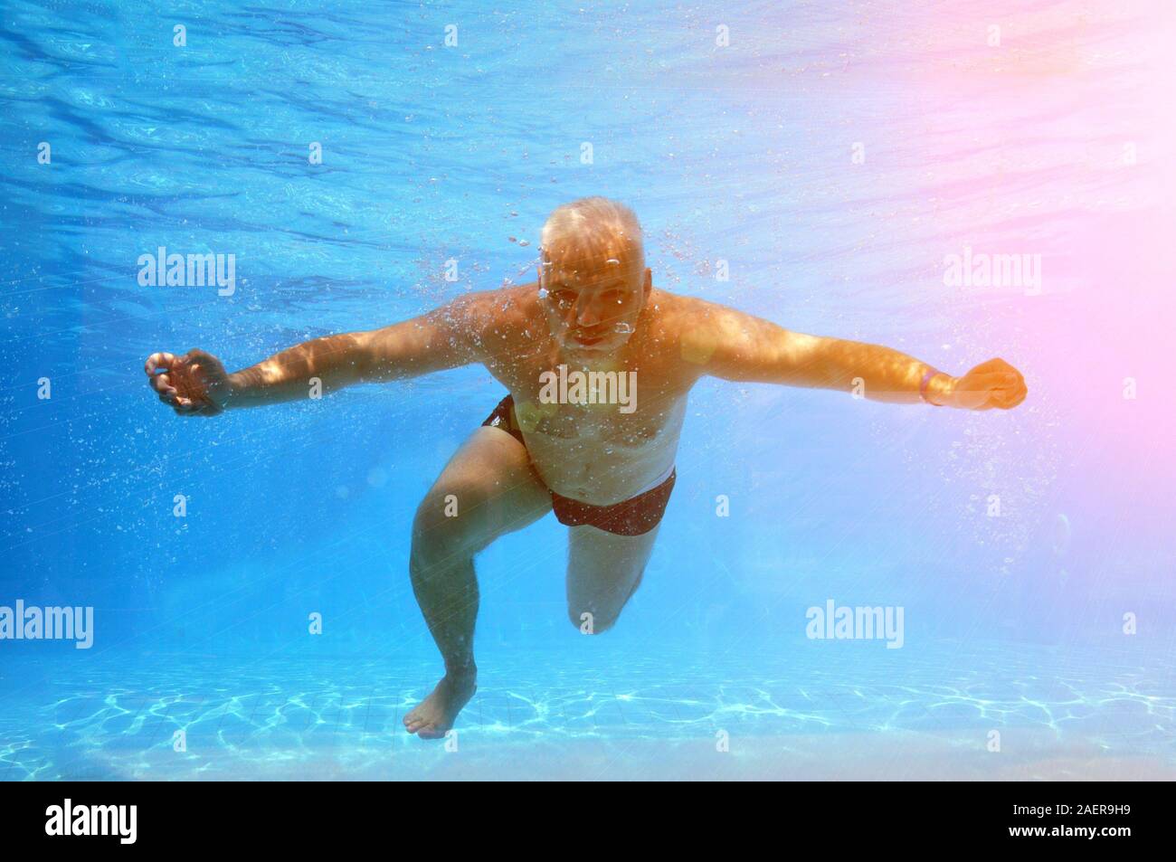Man Pants Swimming Pool High Resolution 