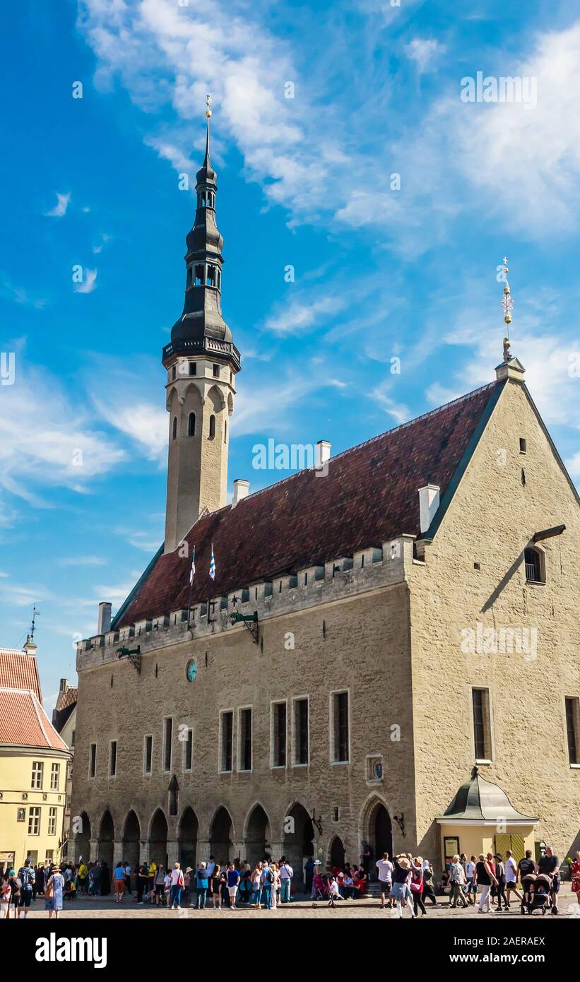 Tallinna Raekoda (Tallinn Town Hall) on Raekoja Plats (Town Hall Square) in Tallinn, the capital of Estonia Stock Photo