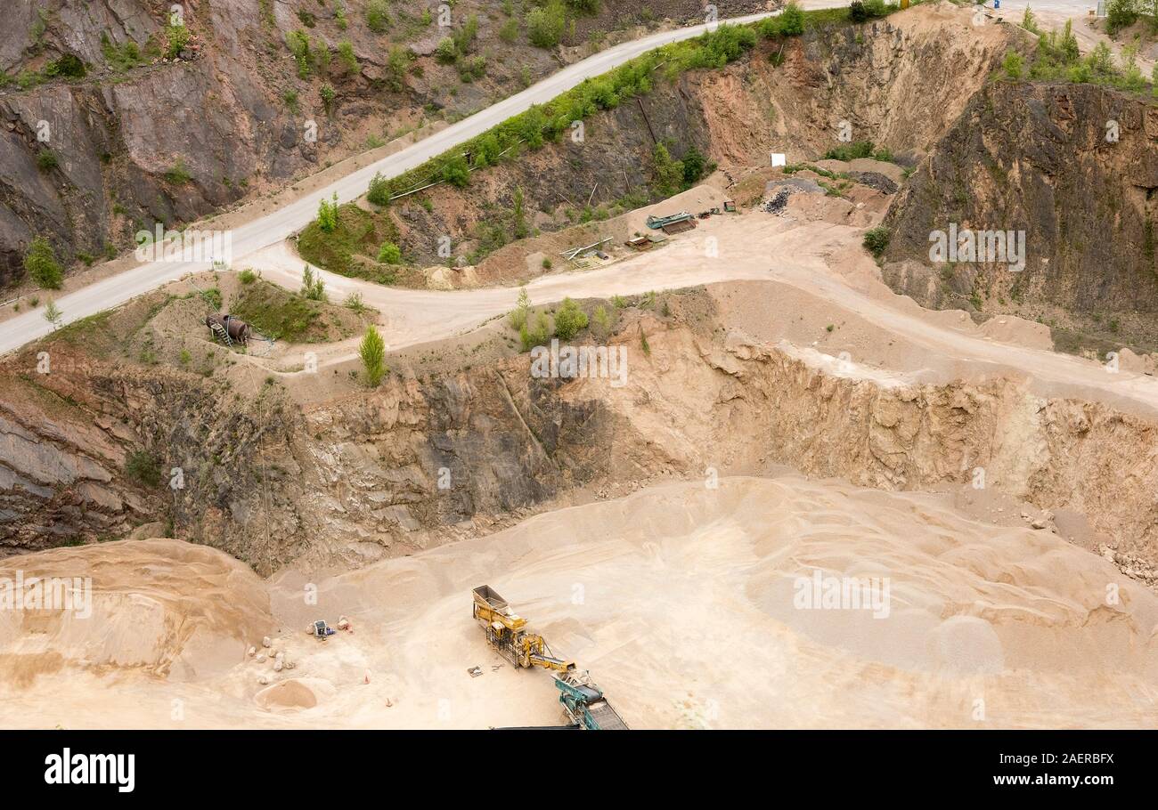 Open cast aggregate quarry Stock Photo Alamy