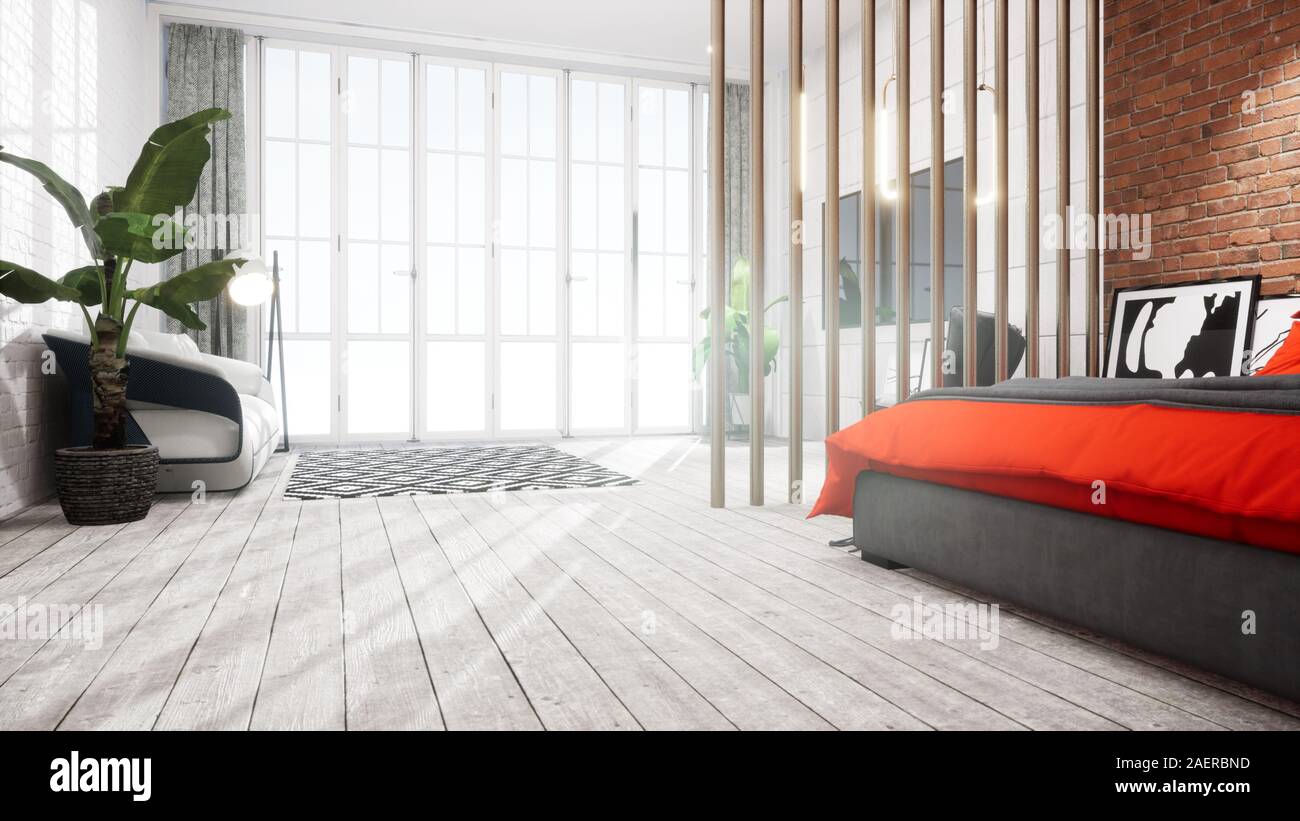 Modern design living room interior in Scandinavian style . 3D rendering ...
