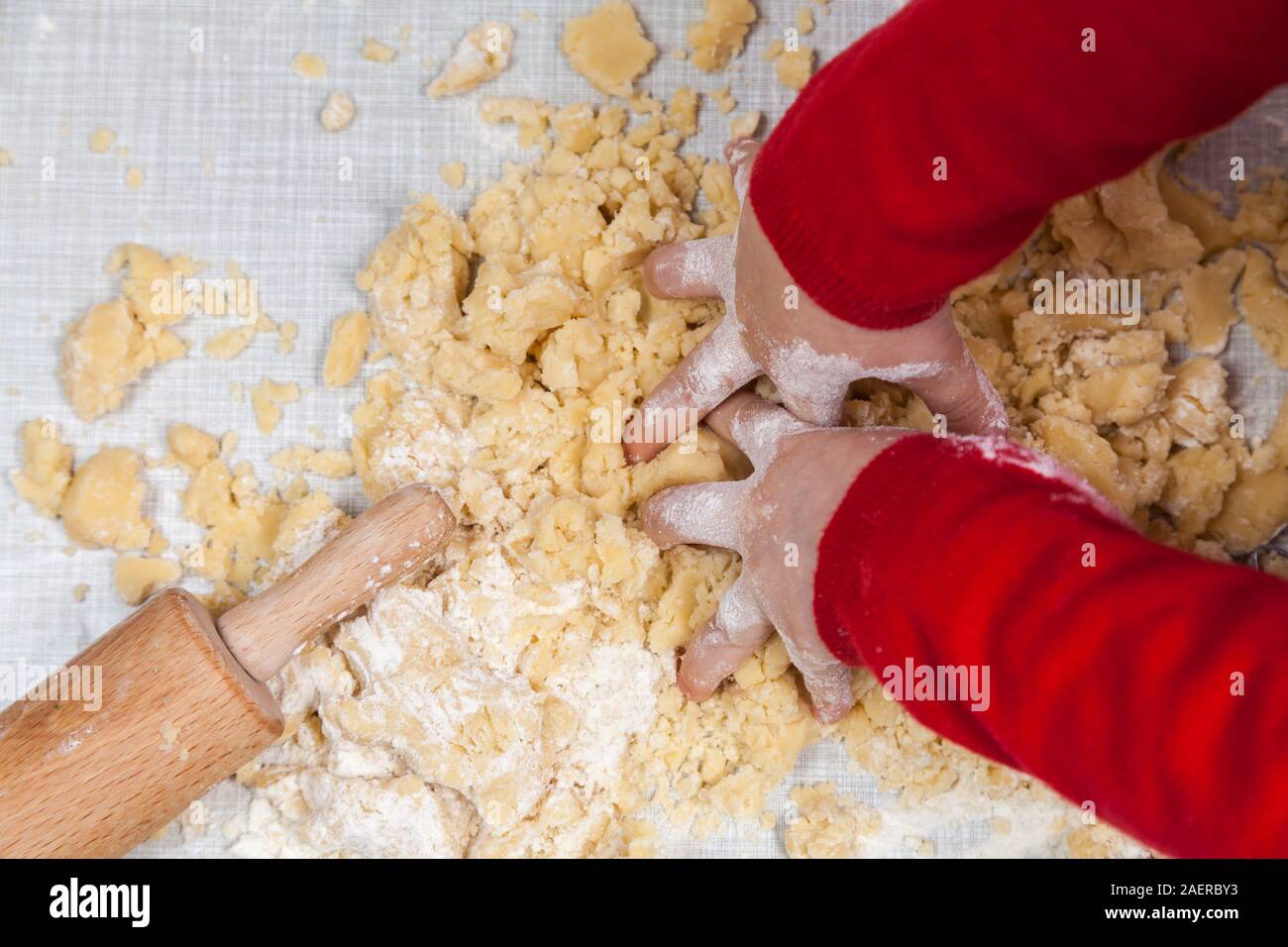 Child baking cookies for christmas Stock Photo