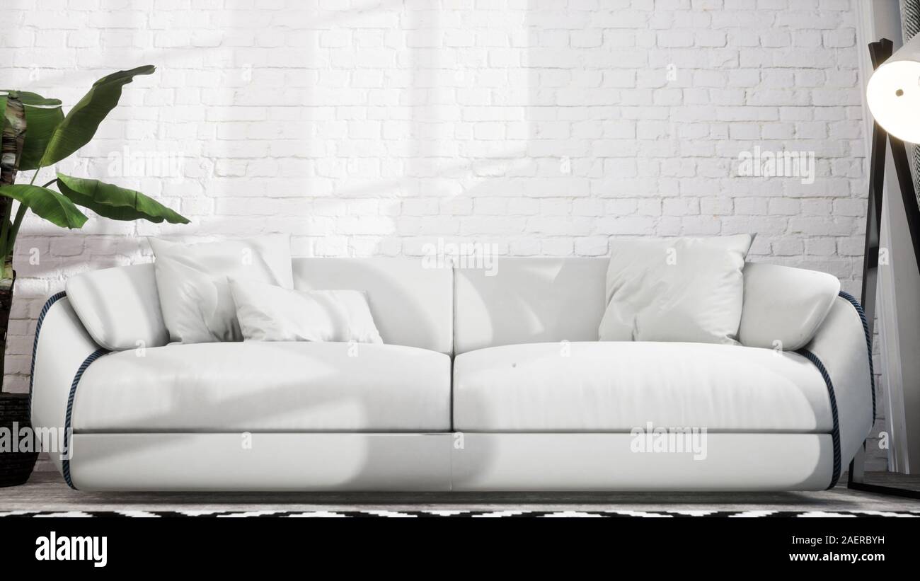 Modern design living room interior in Scandinavian style . 3D rendering ...