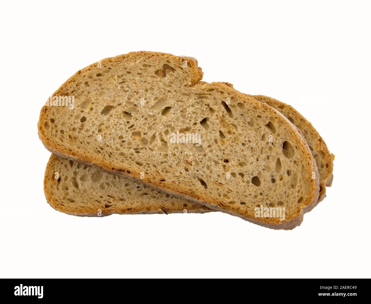 Sliced bread in front of white background Stock Photo