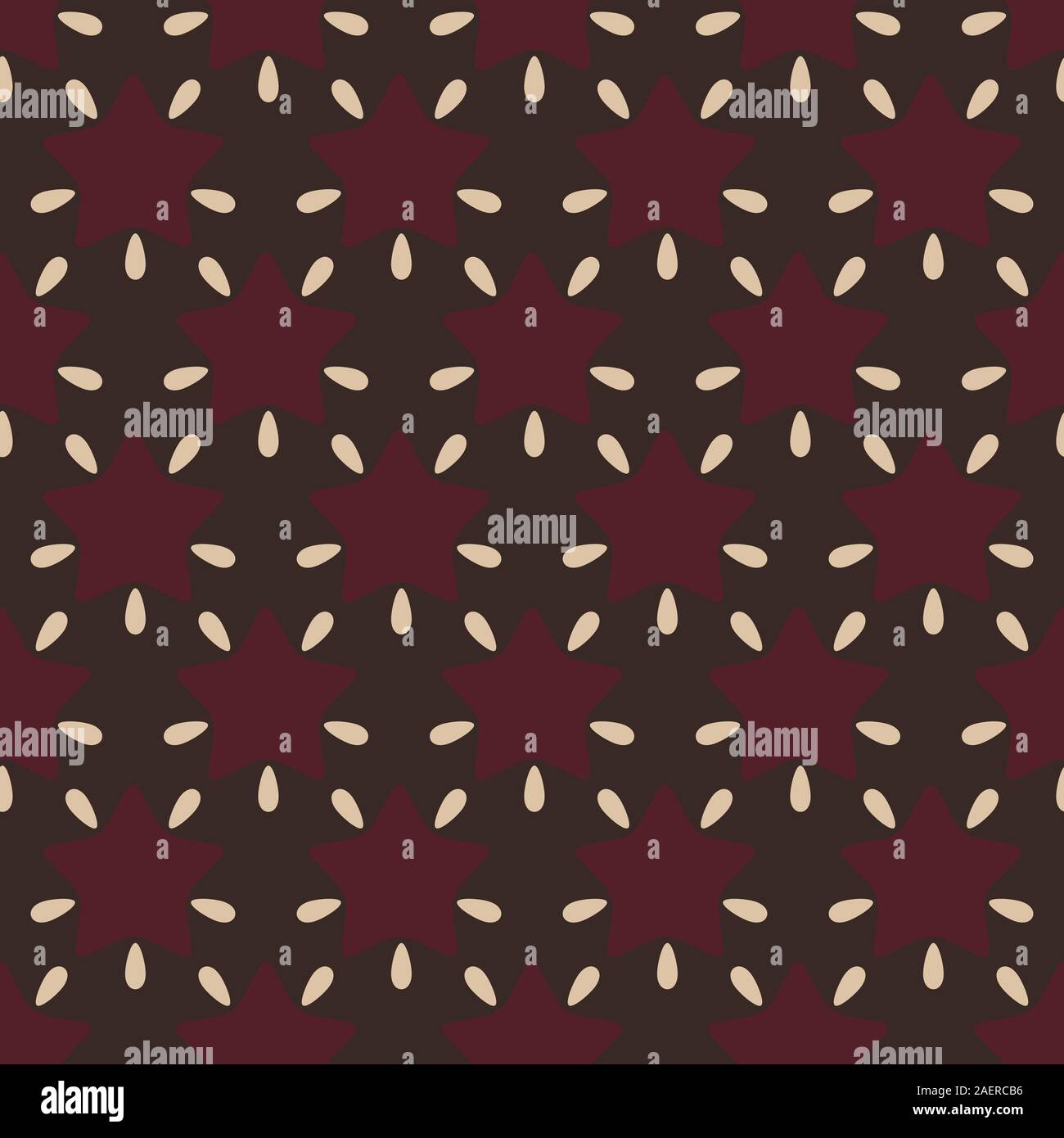 Pink red modern star seamless pattern vector on chocolate brown background. Fabric designs. Stock Vector