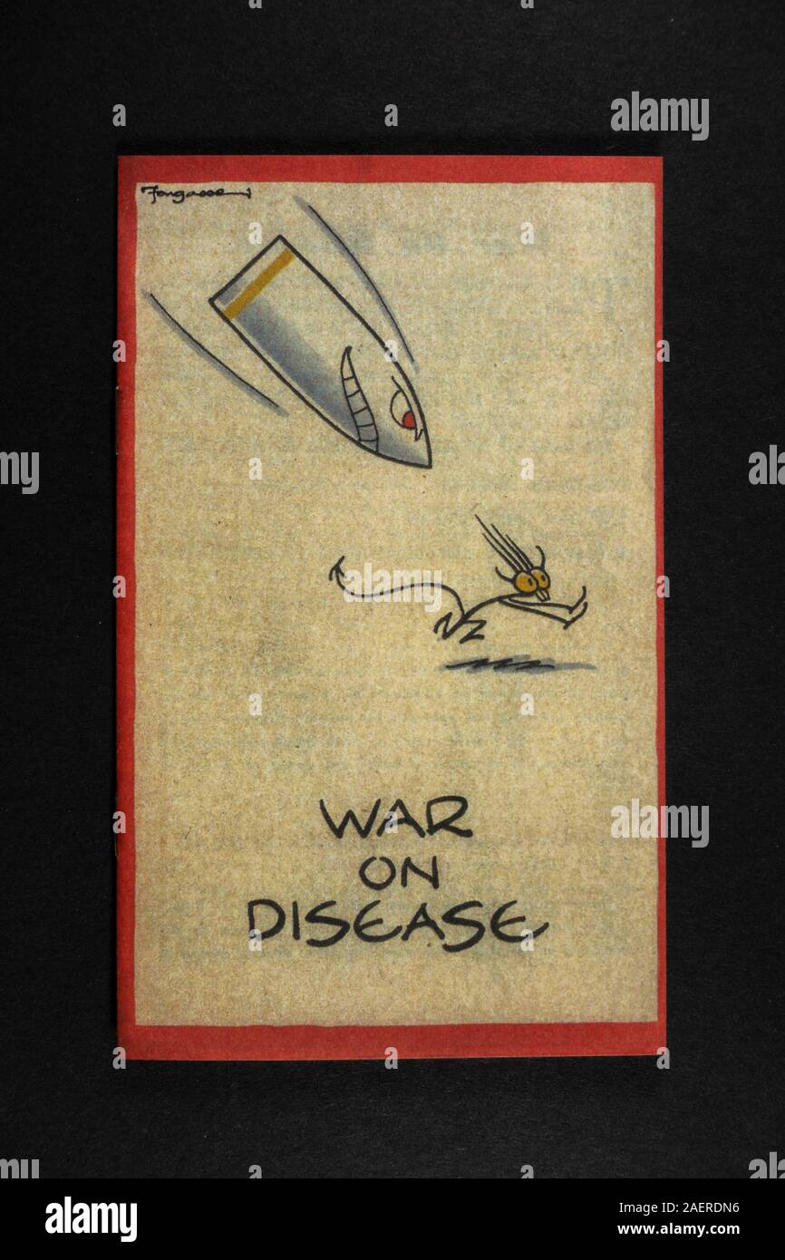'War On Disease', a personal healthcare booklet issued during World War II: a piece of replica memorabilia from Britain in the 1940s. Stock Photo