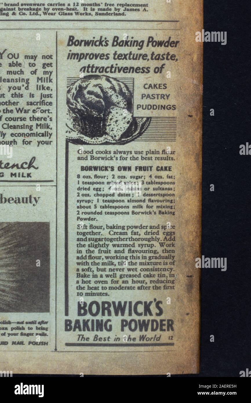 An advert for Borwick's Baking Powder in "Woman's Illustrated" magazine