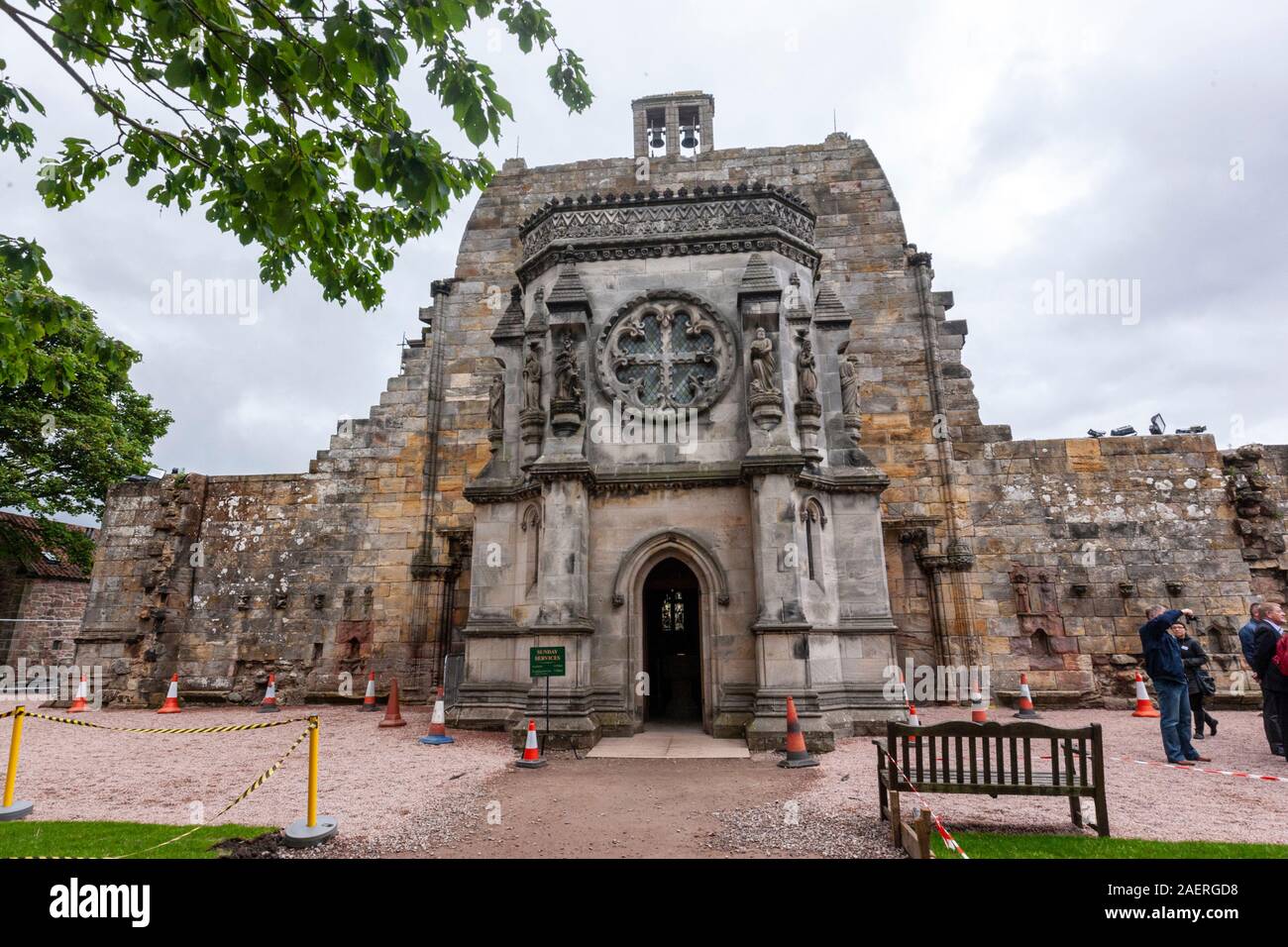Facade of Rosslyn Chapel, Roslin, Midlothian, Scotland, UK Stock Photo