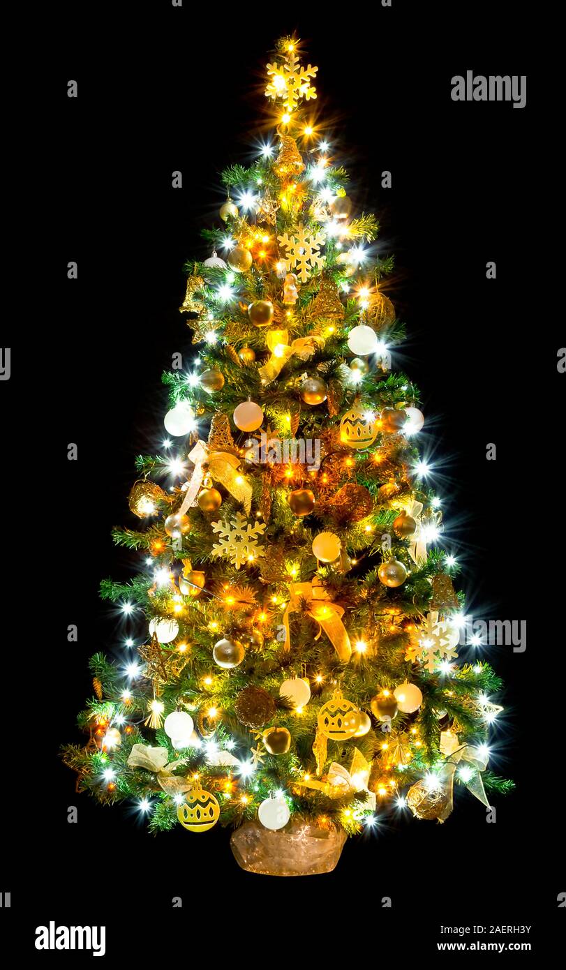 Christmas tree on black background Stock Photo