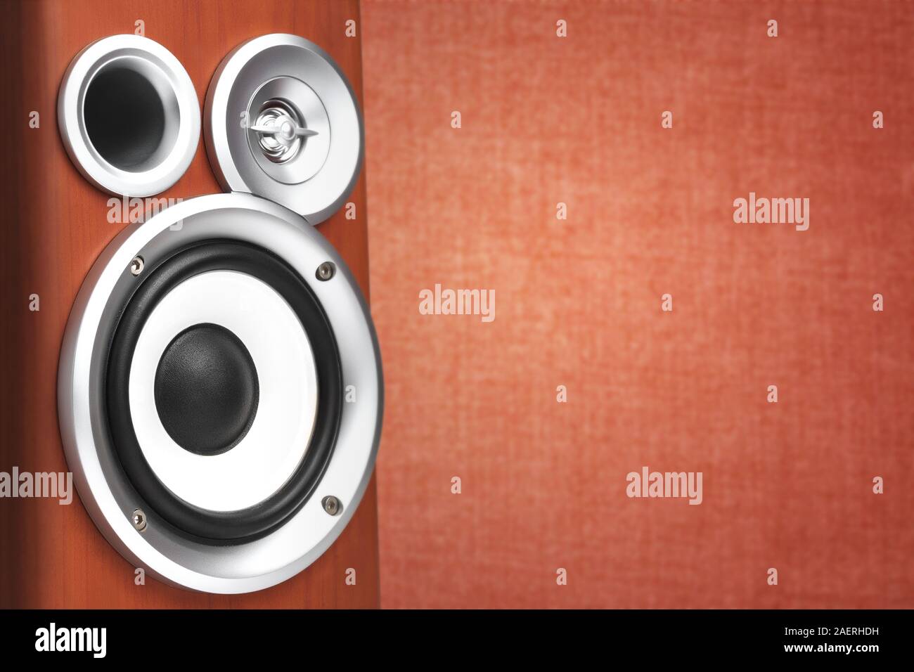 Dark color music speakers. Loud listening music Stock Photo - Alamy