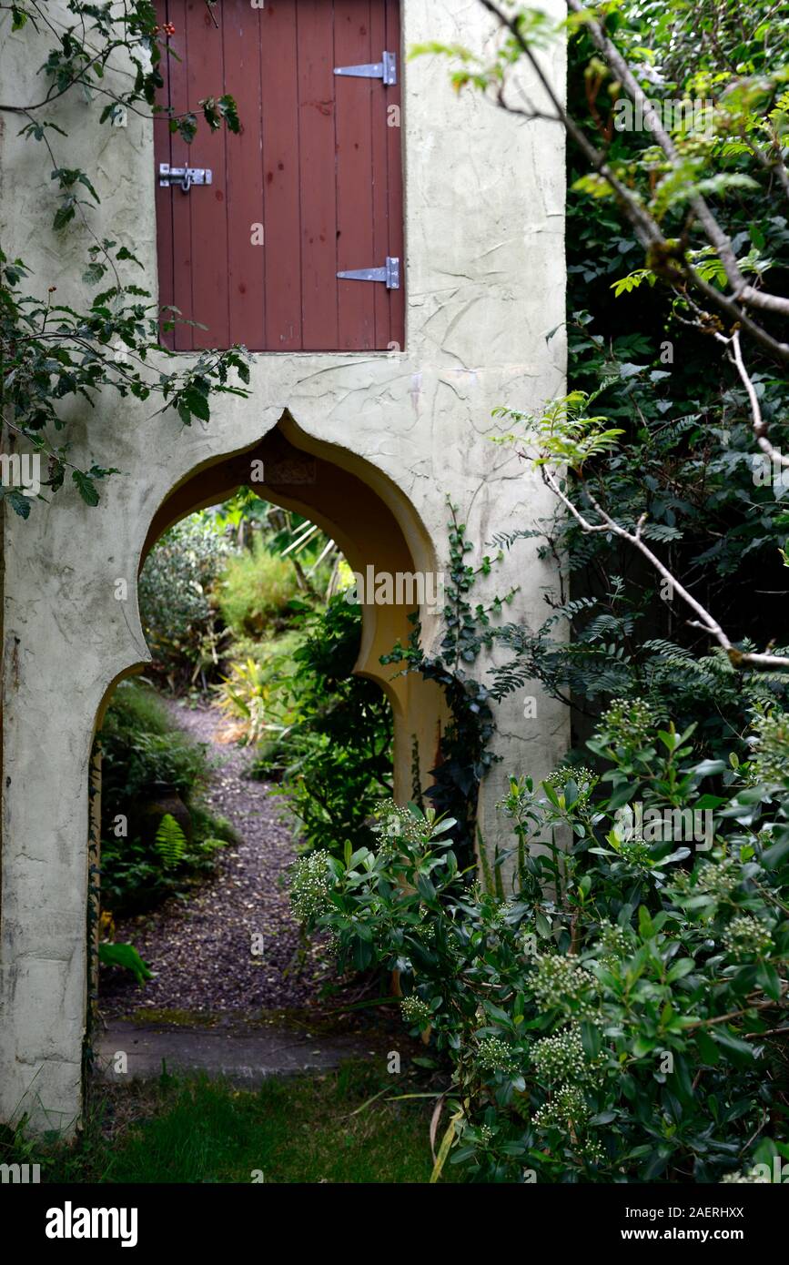 minaret,folly,follies,north african,mediterranean,garden feature,Kilravock garden,gardens,west cork garden trail,RM Floral Stock Photo