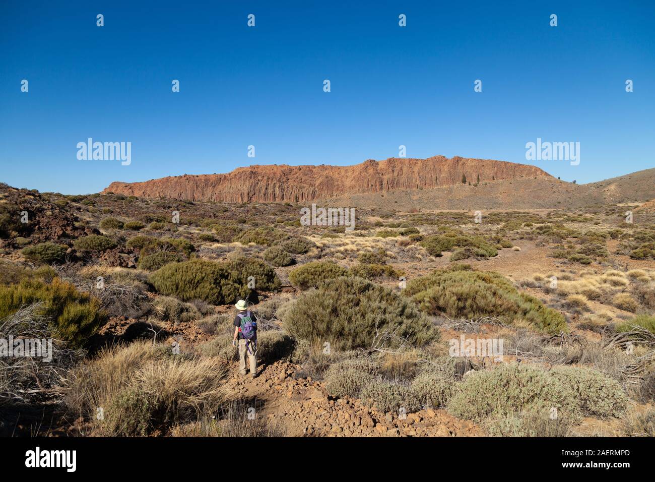 Walking in to climb the hill La Fortaleza Tenerife, Spain. Stock Photo