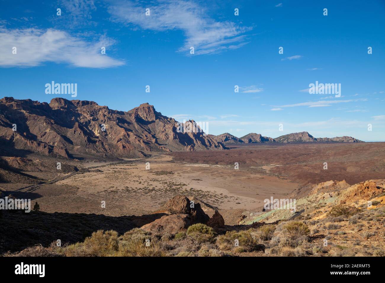 Looking West from the lower slopes of Mount Guajara, Teide National Park, Tenerife Island, Spain. Stock Photo
