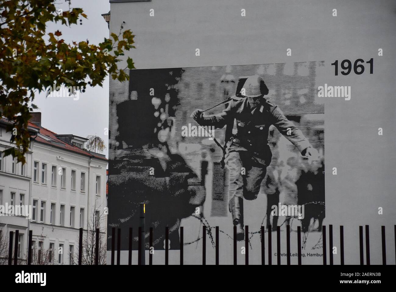 Escaping East Berlin, Berlin Wall memorial at Bernauer Strasse Stock Photo