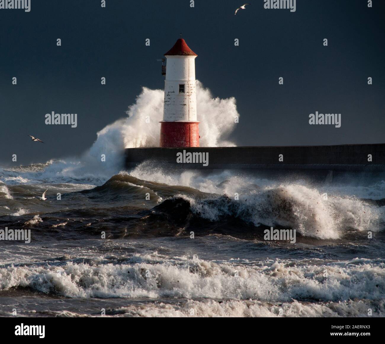 New England Stormy Ocean Lighthouse With Whitecaps Original 