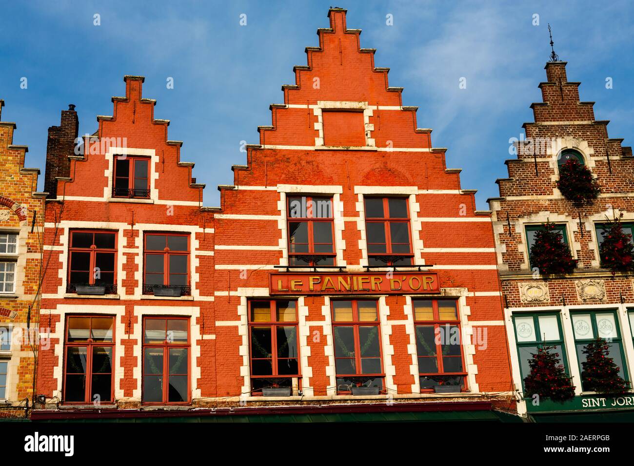 Colorful houses in main square in Bruges, Belgium Stock Photo Alamy
