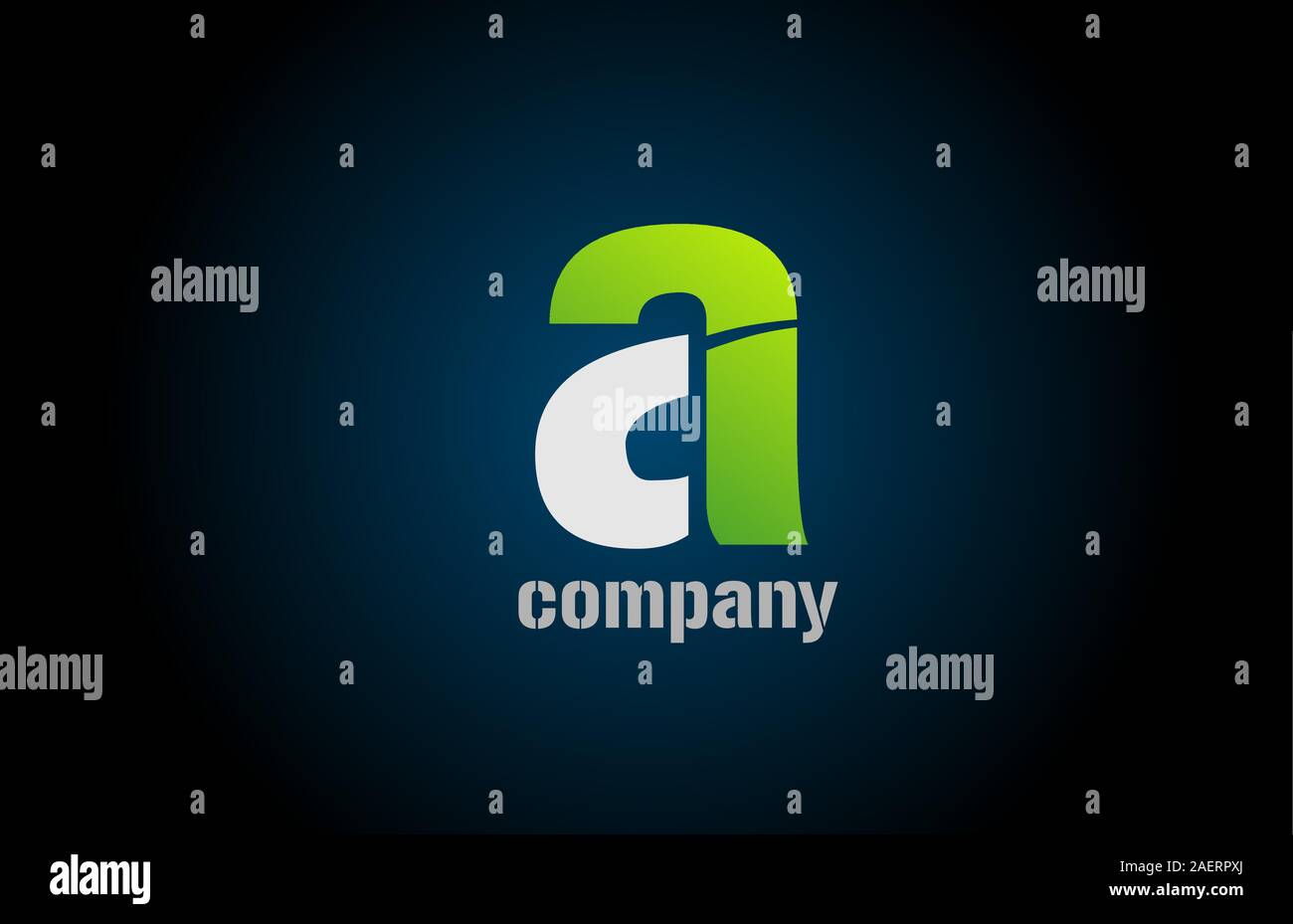blue green white logo a alphabet letter design icon for company ...