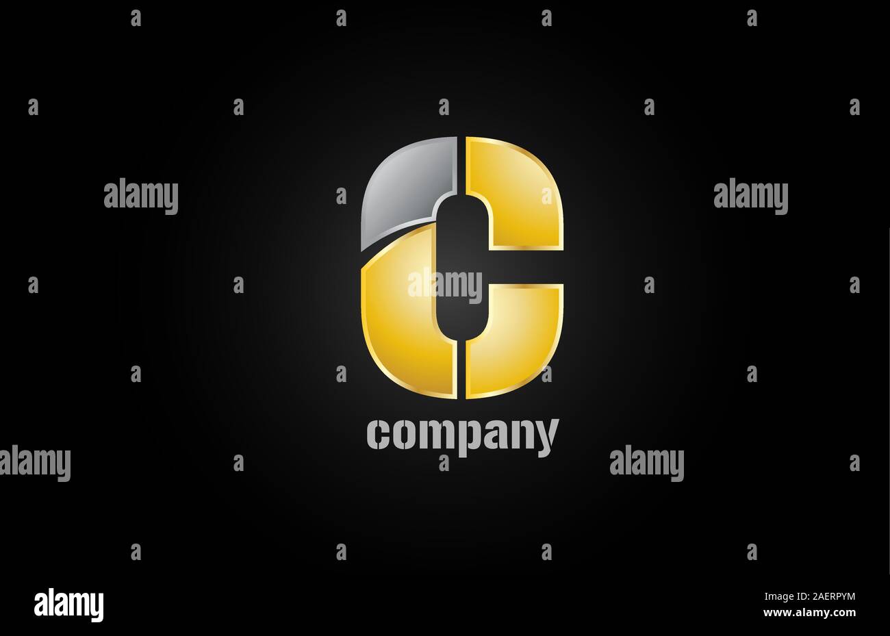gold silver metal logo c alphabet letter design icon for company ...