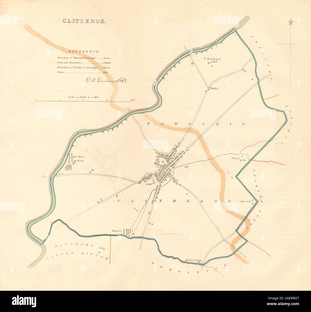 Preston Oldham borough plans LANCASHIRE TOWNS CREIGHTON/WALKER 1835 map 