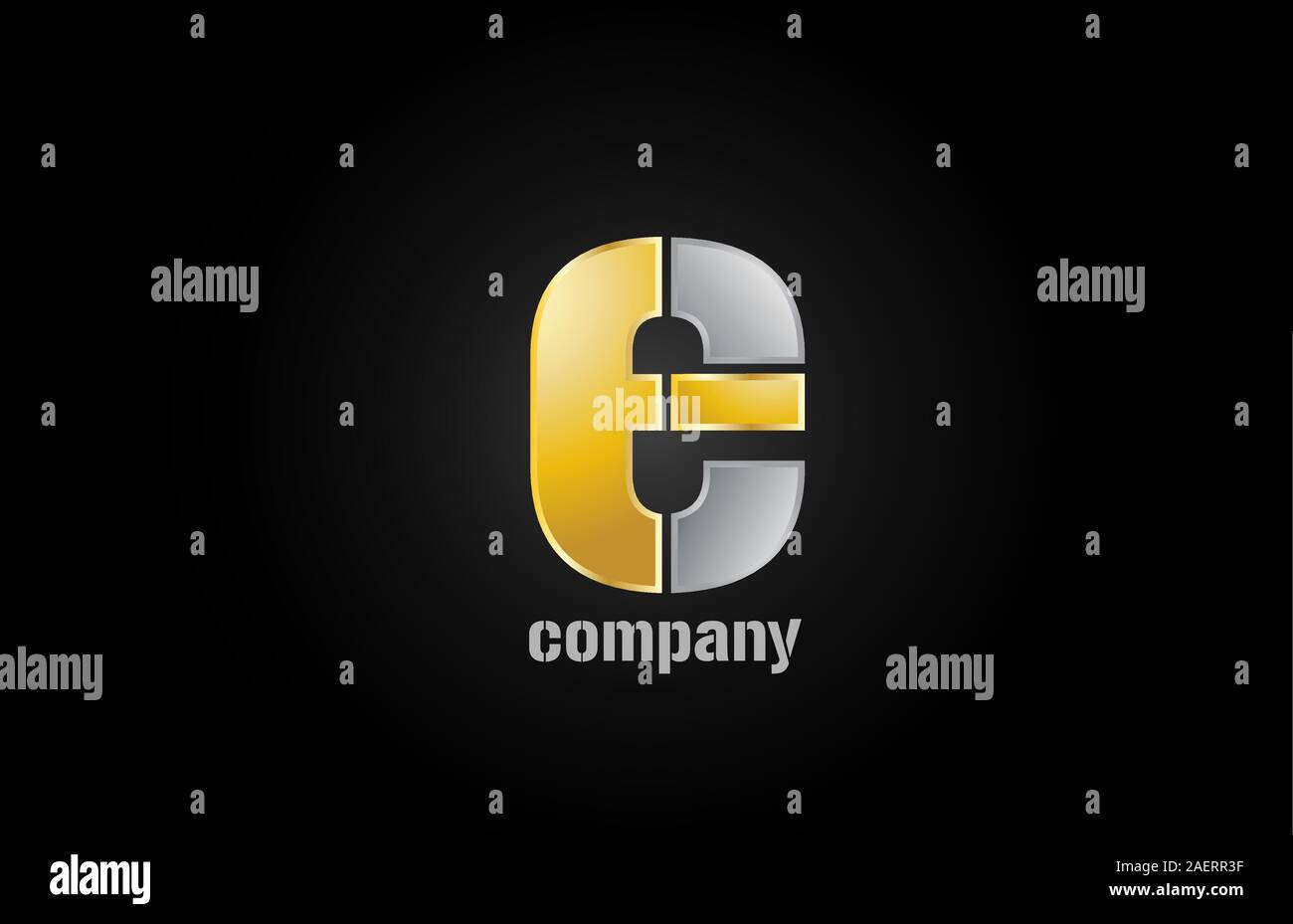 gold silver metal logo e alphabet letter design icon for company ...