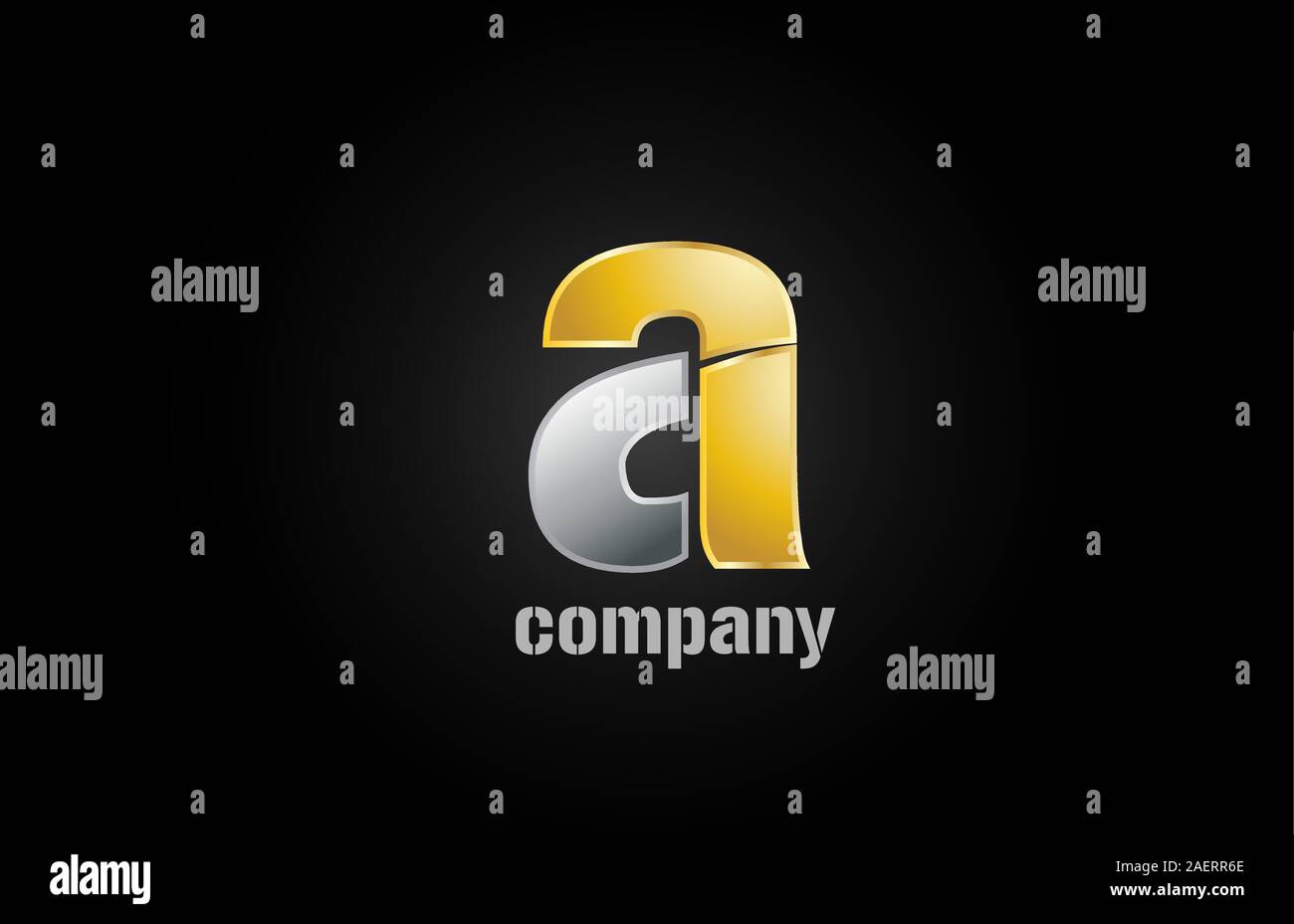 gold silver metal logo a alphabet letter design icon for company ...