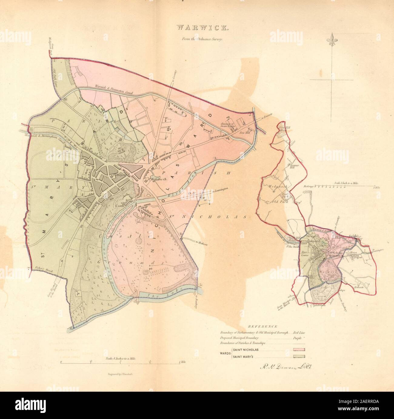 WARWICKSHIRE TOWNS Warwick Coventry borough plans CREIGHTON//WALKER 1835 map