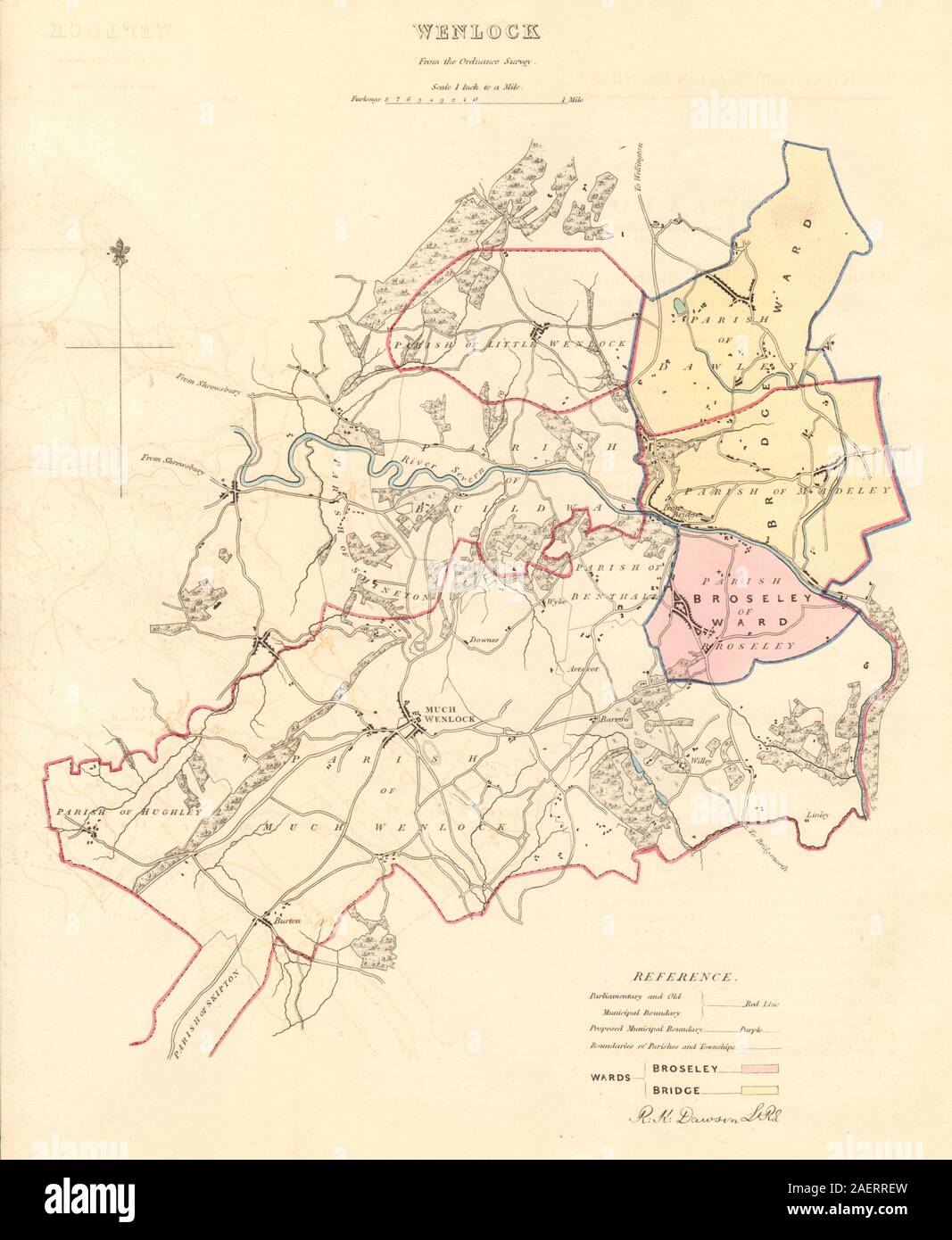 MUCH WENLOCK borough/town plan. BOUNDARY COMMISSION. Shropshire. DAWSON