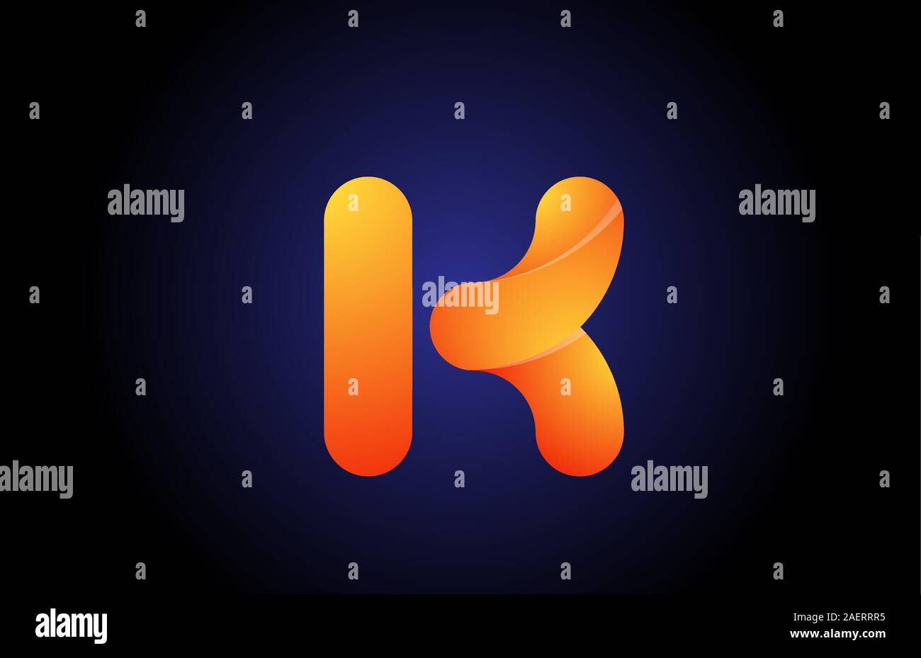orange blue gradient logo k alphabet letter design icon for company ...