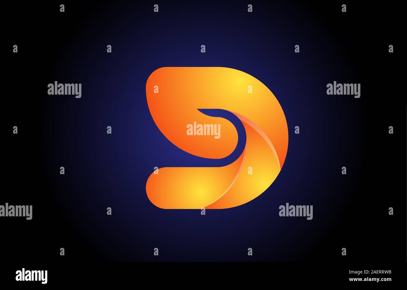 orange blue gradient logo d alphabet letter design icon for company ...