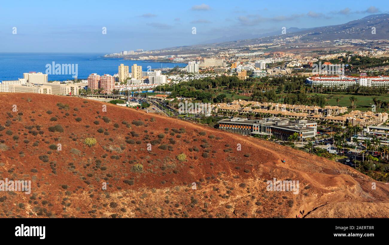 Montaña Chayofita viewpoint, playa del americas, Tenerife, canary island, a spanish island, spain,off the coast of north west africa. Stock Photo