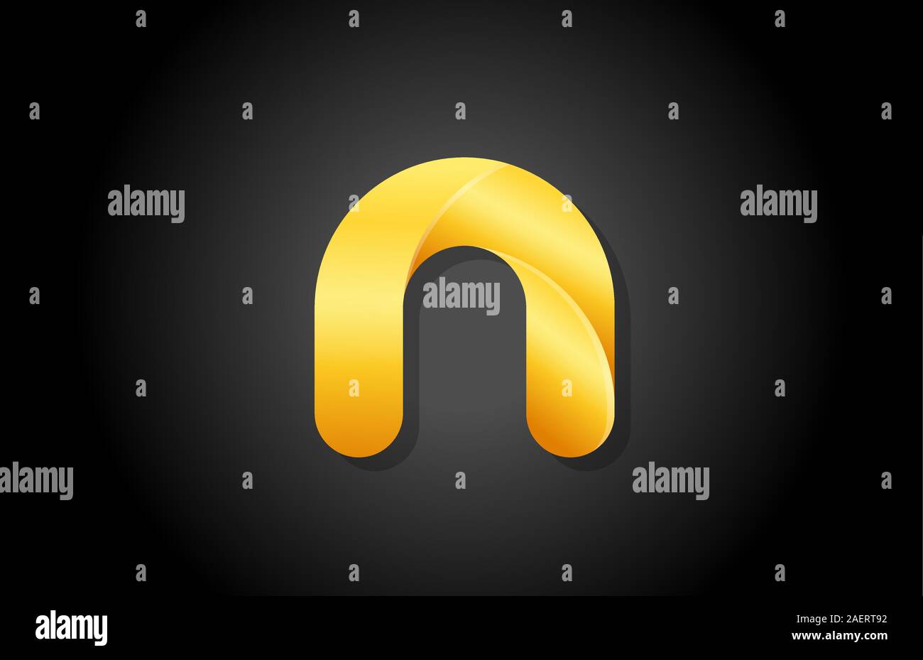 gold golden gradient logo n alphabet letter design icon for company ...