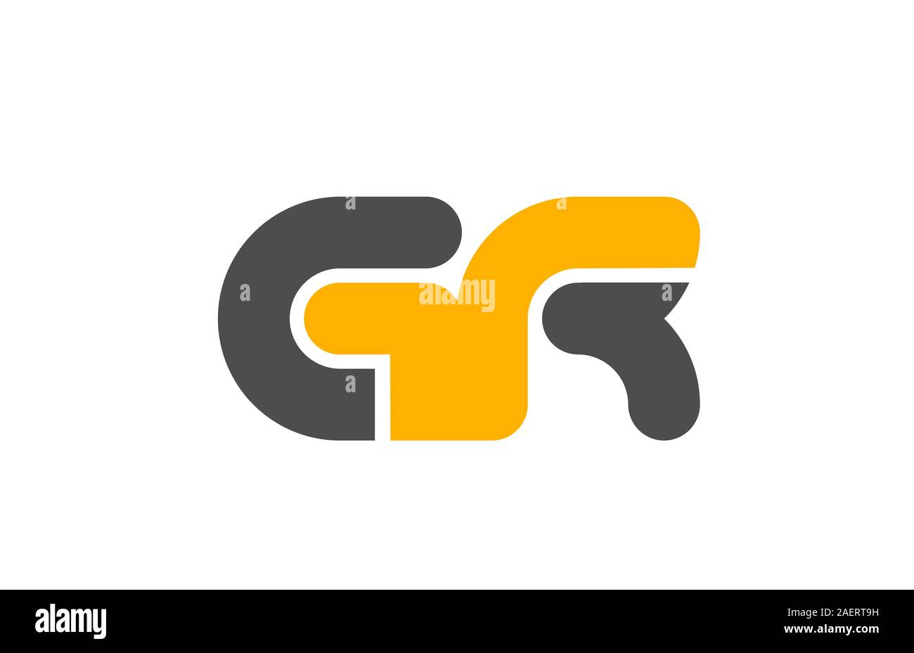 yellow grey combination logo letter GR G R alphabet design icon for ...