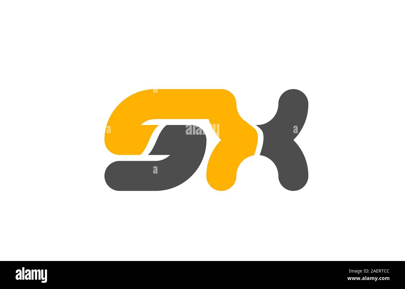 yellow grey combination logo letter SX S X alphabet design icon for ...