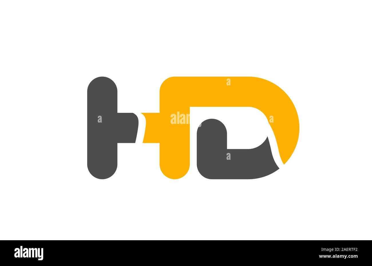 yellow grey combination logo letter HD H D alphabet design icon for ...