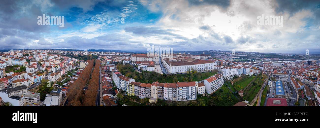 Aerial view of Coimbra university campus with  Jesus college and the science museum in Portugal Stock Photo