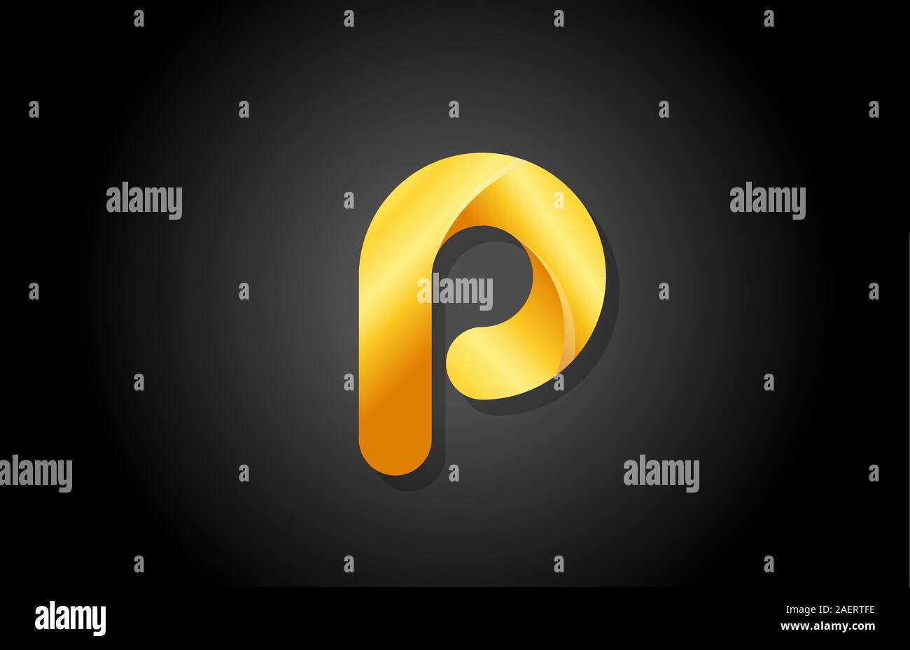 gold golden gradient logo p alphabet letter design icon for company ...