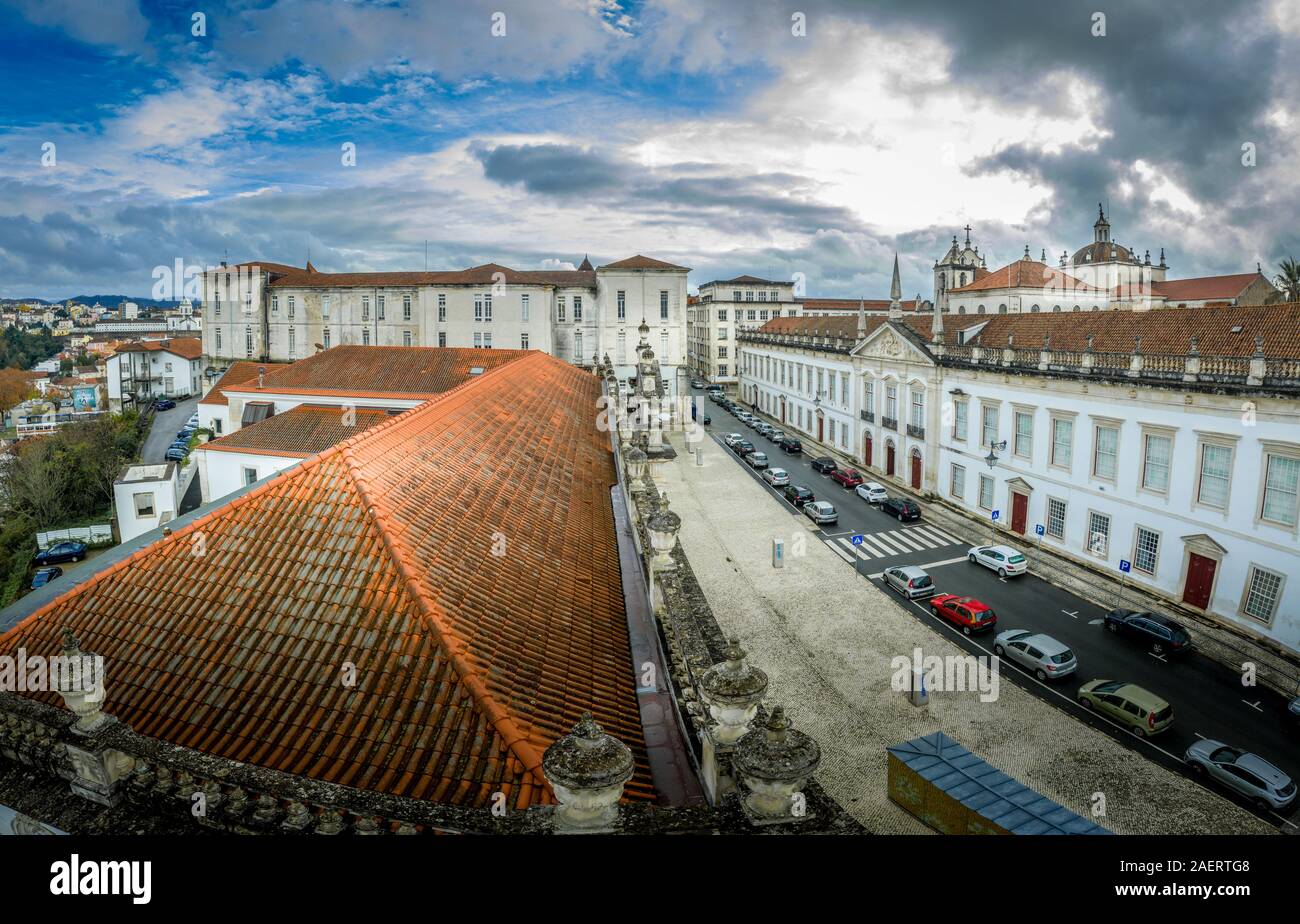 View of Coimbra university and Jesus college and the rooftop of the science museum Stock Photo