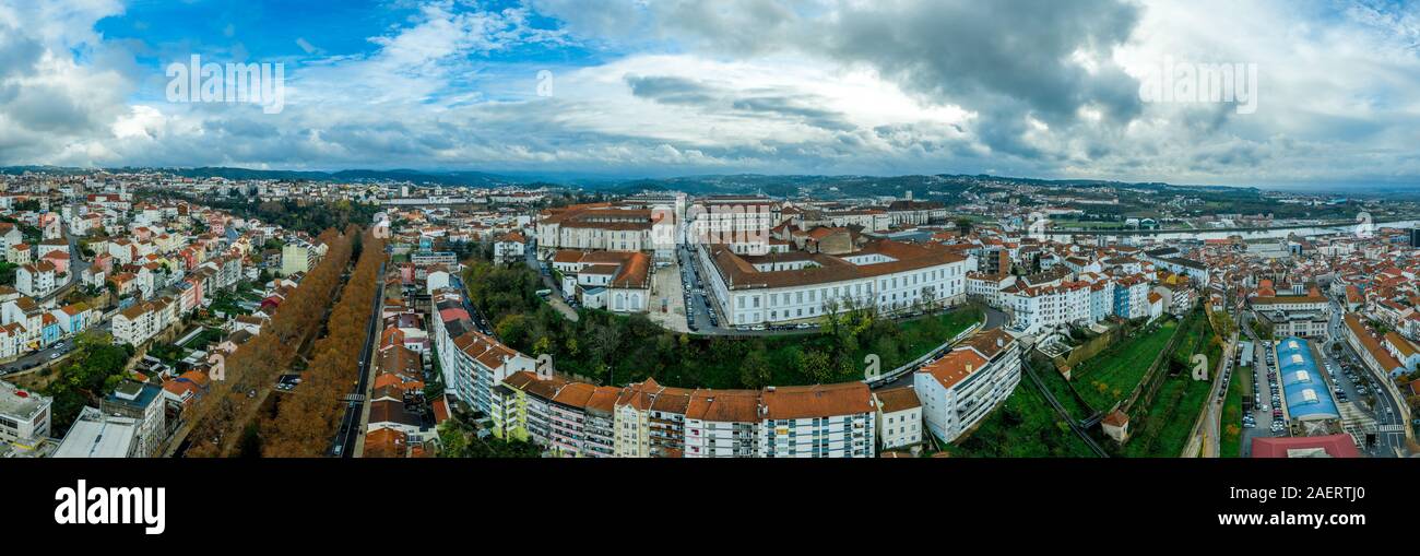 Aerial view of Coimbra university campus with  Jesus college and the science museum in Portugal Stock Photo