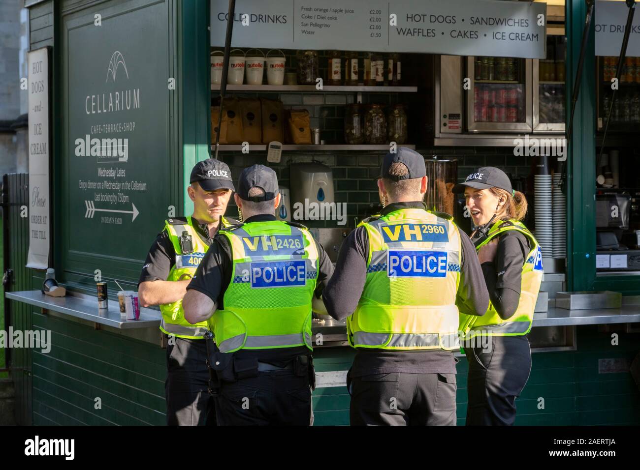 the police in London taking a break Stock Photo