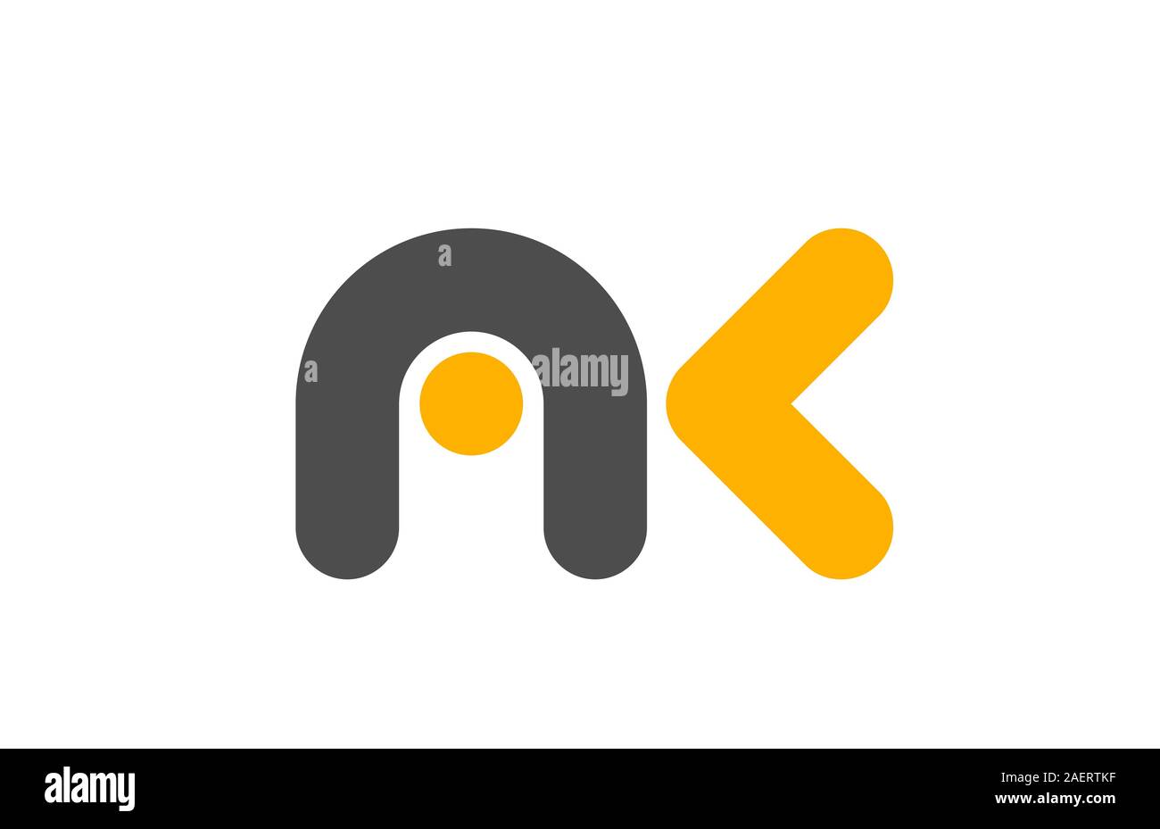yellow grey combination logo letter AK A K alphabet design icon for ...