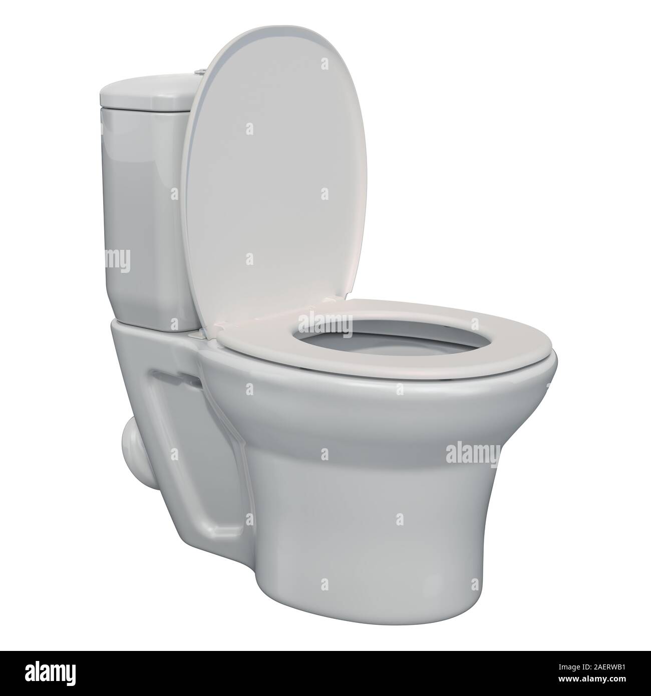 White toilet bowl, 3D rendering isolated on white background Stock