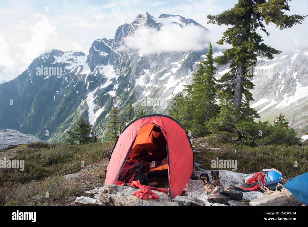 A campsite in North Cascades National Park Stock Photo Alamy