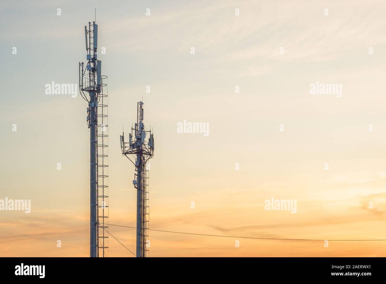 base station network operator. 5G. 4G, 3G mobile technologies. Stock Photo